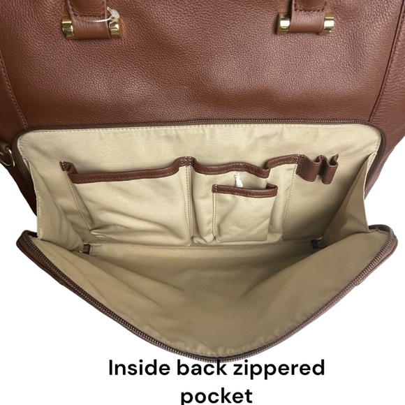 NWOT Levenger Womens Brown Leather Structured Messenger Briefbag w Laptop Case - Picture 5 of 16